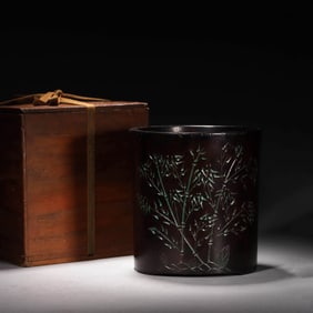 Sandalwood Bamboo-Form Brush Pot