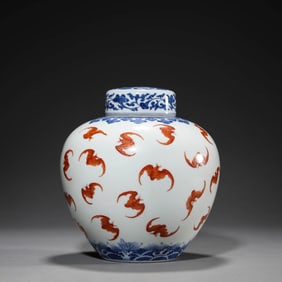 Iron-Red and Underglaze Blue Fortune Jar