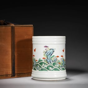 Wucai Glaze Immortal Brush Pot