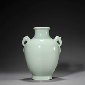 Celadon-Glazed Beast-Eared Vase