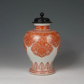 Iron-red Glaze Flower ginger Jar