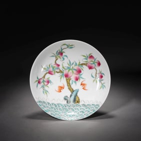 Famille rose 'PEACHES' plate