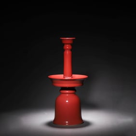 Sacrificial Red Glaze  Candlestick