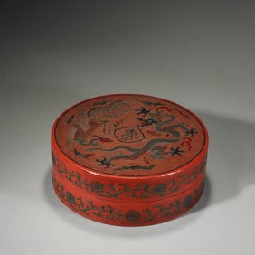 Red Lacquerwork Dragon Box and Cover