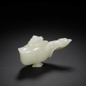 White Jade Wild Goose and Reed Ornament