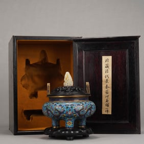 Cloisonne Enamel Tripod Double-eared Censer