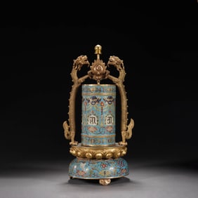 Cloisonne Enamel Sanskrit Prayer Wheel