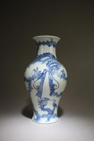 A Blue and White Vase with Dragon Motif