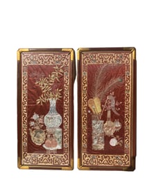 A Pair of Chinese Flower Embroidery Textiles