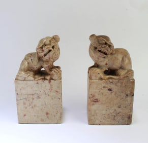 A Pair of Carved Stone Carving