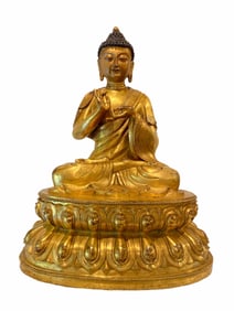 Antique Chinese Gilt Bronze Seated Buddha Statue