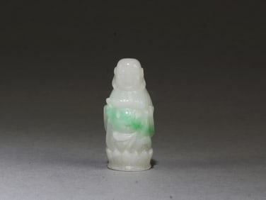An Unique Carved Jadeite Jade Buddha Figurine