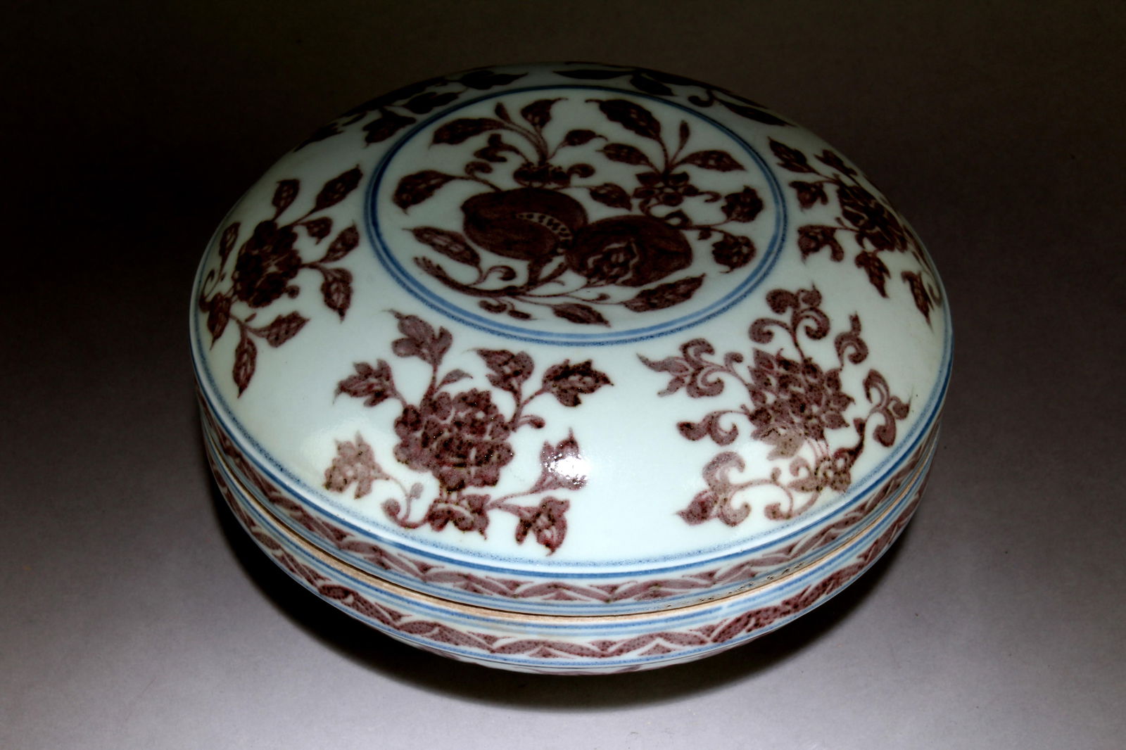 A Chinese Red and White Container with Led: A Chinese Red and White Container with Led. Dimensions: 4.5" x 8.25".