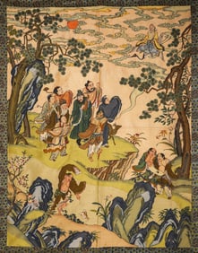 Silk Kesi Panel with Eight Immortals Pattern