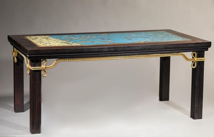 Cloisonne Enamel Flower and Bird Long Table
