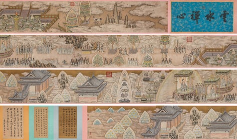 Ding Guanpeng Mark, Chinese Taoism Painting Handscroll