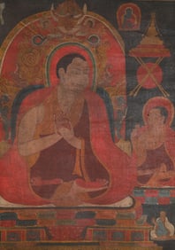 Tibetan Mineral Pigment Thangka of Guru