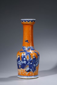 Iron-Red GlazeDi  Blue and White Figure Story Vase
