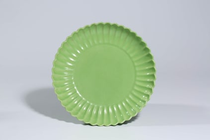 Green Glaze Chrysanthemum Plate