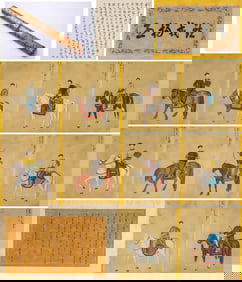 Lang Shining Mark, Chinese Figure and Horse Painting Handscroll