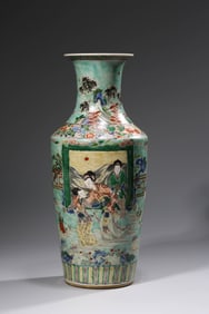 Wucai Glaze Figure Story Vase