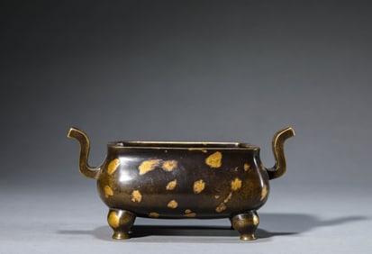 Gold Splashed Bronze Censer