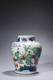 Wucai Glaze Figure Ginger Jar