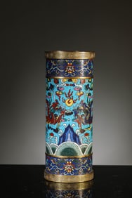 Cloisonne Enamel Twin-Dragon Brush Pot
