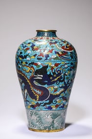 Cloisonne Enamel Dragon and Phoenix Meiping