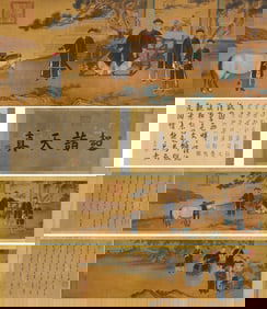 Lang Shining Mark, Chinese Figure Story Painting Handscroll