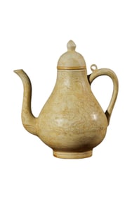 Miso Glaze Incised Dragon Kettle