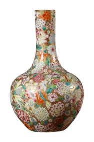 Famille Rose Millefleurs Tianqiuping Vase