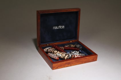 A Variety of Dzi Beads and a Bracelet