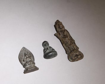 A Set of 3 Bronze Buddha Ornaments