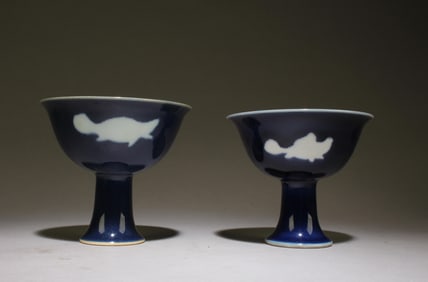 A Pair of Blue and White Ceremonial Cups