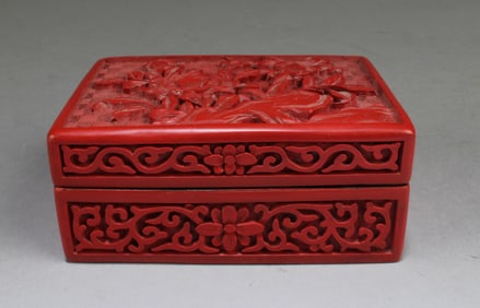 Chinese Cinnabar Lacquer Rectangular Shaped Box