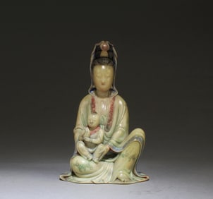 19th C Chinese Soapstone Guanyin Statue