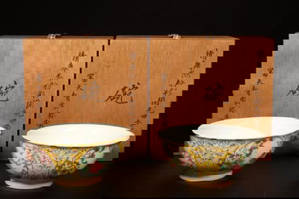 A Pair of Fencai Bowls