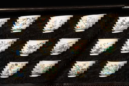 A Group of Twelve Doucai Glazed Cups