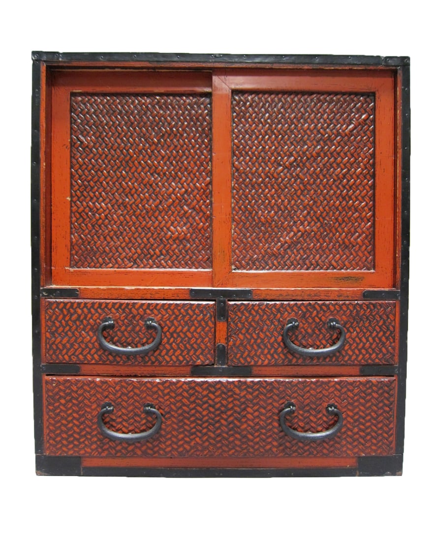 Antique Bamboo Woven End Cupboard (1 of 1)