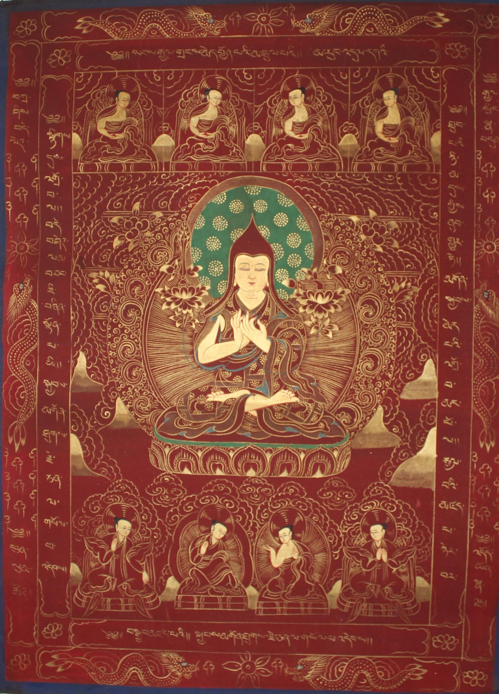 A Tibetan Thangka: A Tibetan Thangka. Height: 38.5" Length: 28.7"