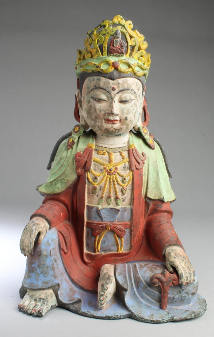 Chinese Polychrome Bronze Buddha Statue (1 of 6)