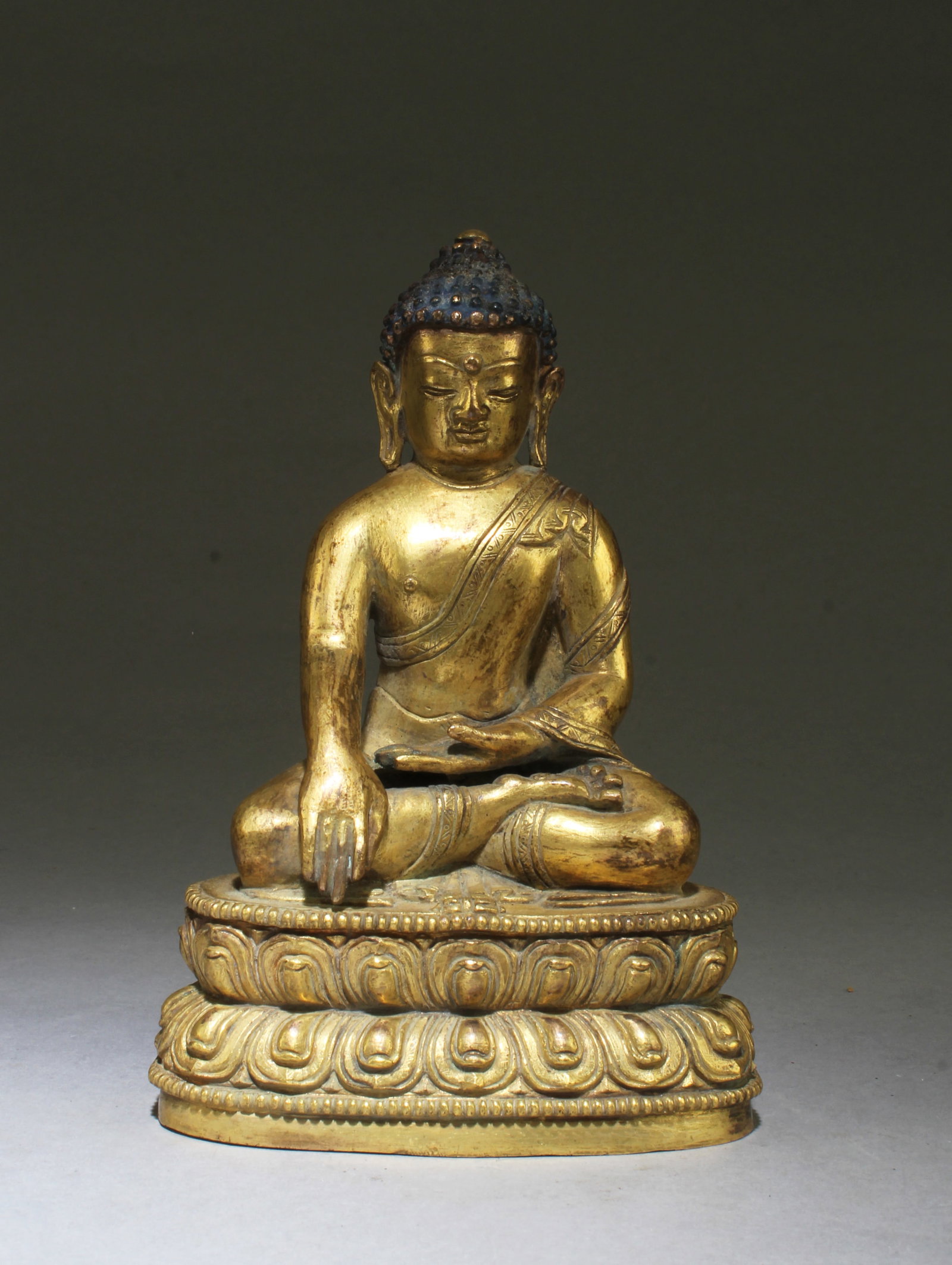Chinese Gilt Bronze Buddha Statue: Chinese Gilt Bronze Buddha Statue. Height: 5.5"