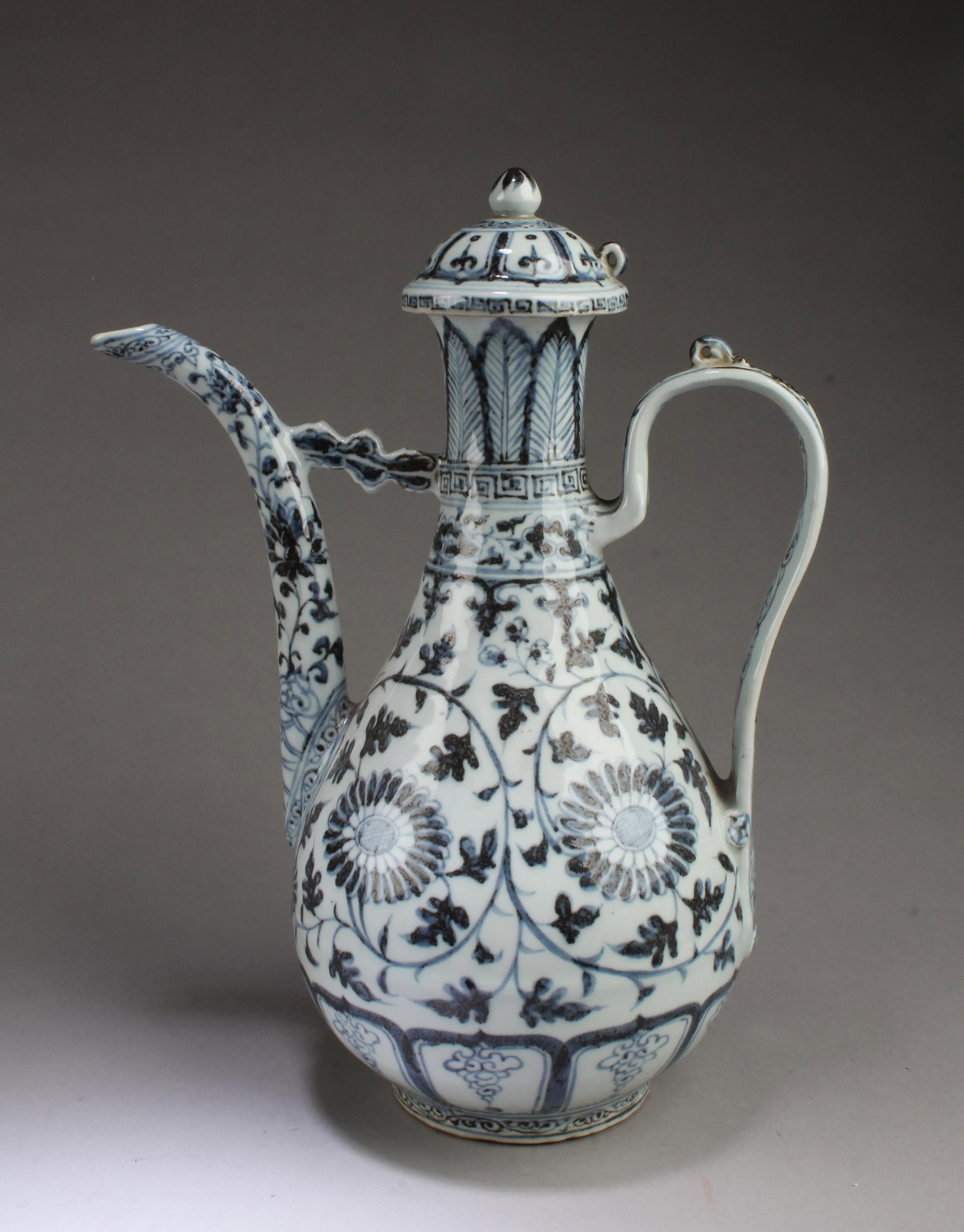 Chinese Blue & White Porcelain Teapot: Chinese Blue & White Porcelain Teapot. Height: 14.25"