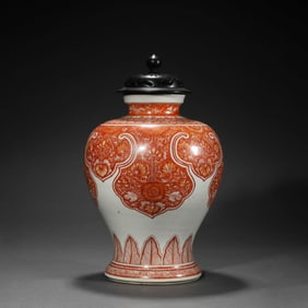Iron-red Glaze Flower ginger Jar
