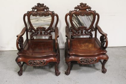 A Pair of Chinese Hardwood Armrest Chairs