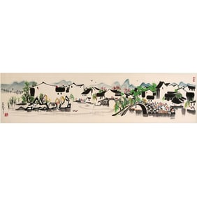 Wu Guanzhong Mark, Chinese Painting, Ink and Color on Paper, Mounted