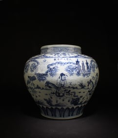 Blue & White Figure Story Porcelain Jar