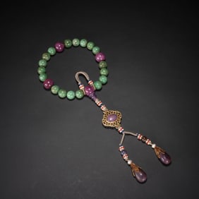 Jadeite and Ruby 18 Beads Bracelet