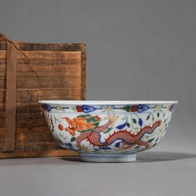 Wucai Glaze Dragon Bowl